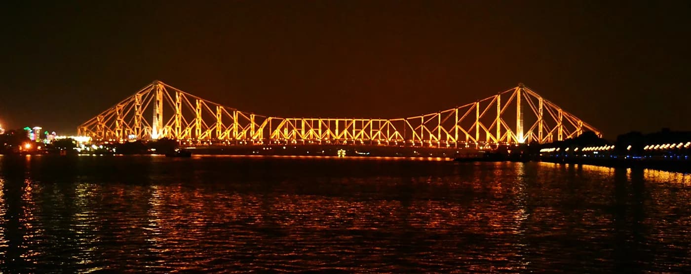 Howrah Bridge at night, Kolkata